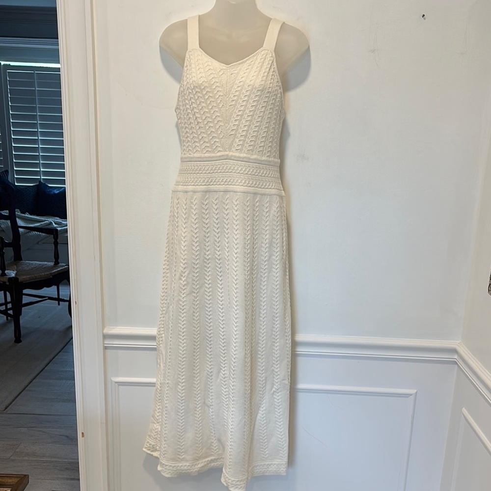 Haute Hippie Style Cream Knit/Crochet Tank Dress Size Large EUC - Picture 2 of 9